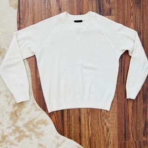 Quince Mongolian Shrunken Cashmere Sweatshirt, Size Medium, Ivory